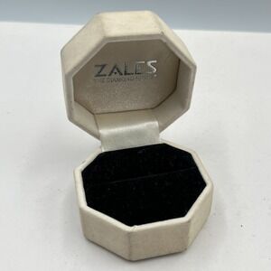 Vintage Zales Cream Velvet Octagon Ring Box Retro Jewelry Display Case Classic